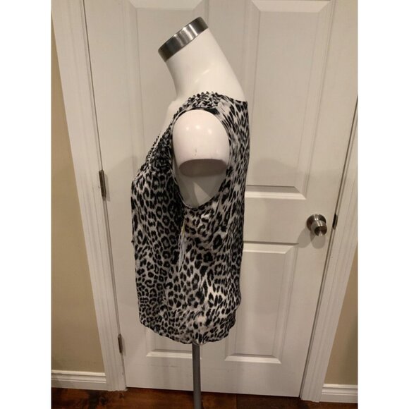 Elie Tahari Black & Gray Leopard Print Tank Top, Size Small - Picture 3 of 5